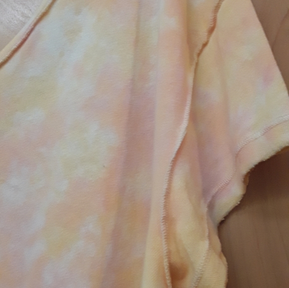 Free People Orange Pink Yellow Tie Die V Neck Knit Oversized Dolman Top L No - Picture 6 of 8